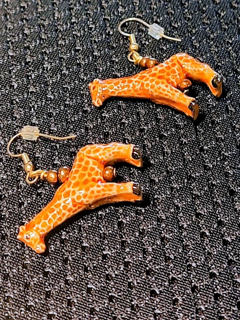 Handcrafted Orange Giraffe Earrings for Kids - Cute Animal Dangle